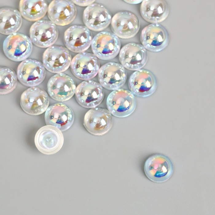 Декор для творчества пластик "Переливающиеся половинки" набор 30 шт 0,8х0,8 см