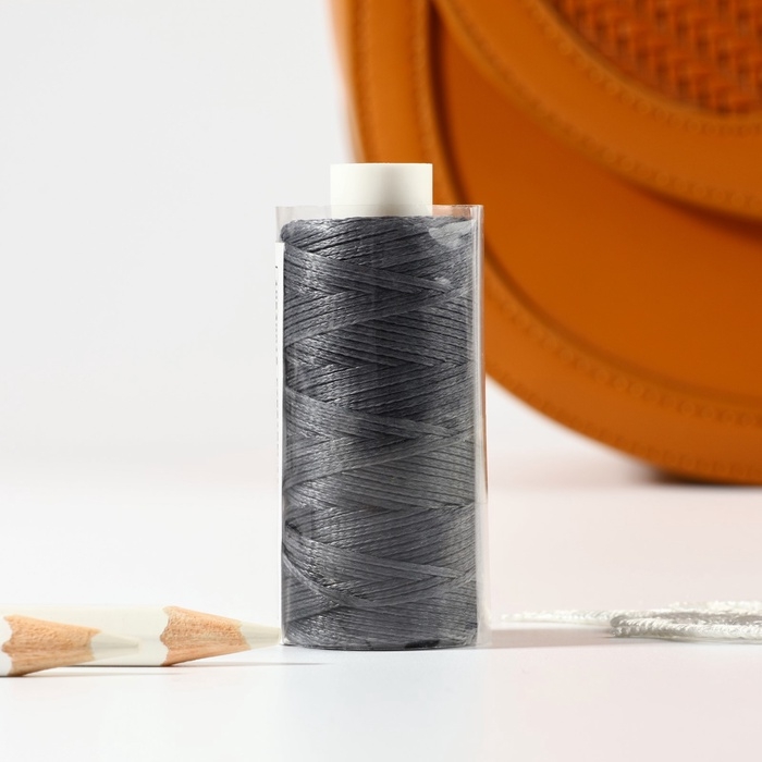 Нитки вощёные, плоские, 150D/16, 0,8 мм, 50 &plusmn; 2 м, цвет тёмно-серый
