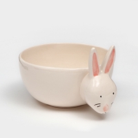 Тарелка глубокая &laquo;Зайчик&raquo;, бежевая, керамика, d=18 см, 1,6 л, Иран