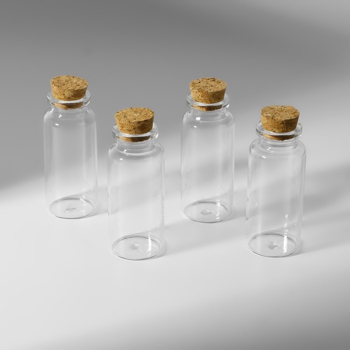 Набор баночек для хранения бисера, d = 3 &times; 7 см, 4 шт, в контейнере, 13,5 &times; 8,7 &times; 4 см