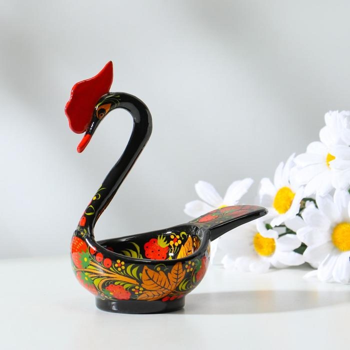 Конфетница &laquo;Лебедь&raquo;,14х11х7 см, хохлома