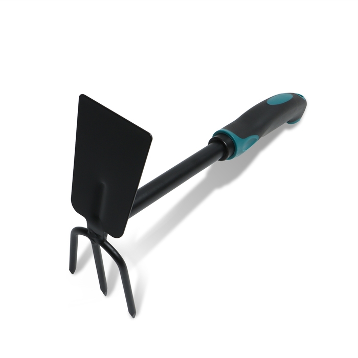 Мотыжка комбинированная Greengo, длина 30 см, 3 зубца, эргономичная прорезиненная ручка Мотыжка комбинированная Greengo, длина 30 см, 3 зубца, эргономичная прорезиненная ручка