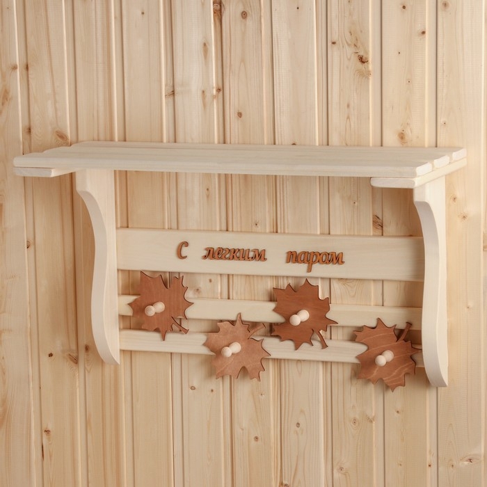 Полка - вешалка Полка - вешалка "Листопад. С легким паром!", 60х38х25 см, 4 кр