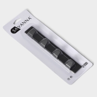 Крючок самоклеющийся SAVANNA Black, планка, металл, 4 крючка, 16&times;2&times;2,5 см, цвет чёрный