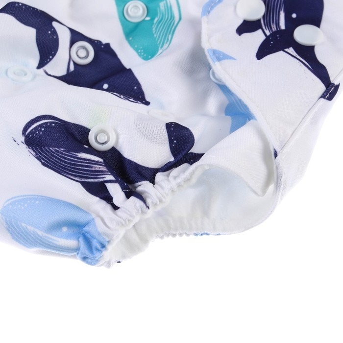 Трусики-подгузник, многоразовый, с 3-х слойным вкладышем &laquo;Киты&raquo;, Крошка Я