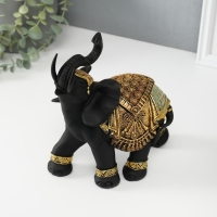 Сувенир полистоун "Чёрный слон в золотой богатой попоне" МИКС 22х10х18,8 см