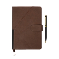 Ежедневник недатированный А5, 140л, клетка, к/зам, с ручкой, в подар. короб., Коричневый Ежедневник недатированный А5, 140л, клетка, к/зам, с ручкой, в подар. короб., Коричневый