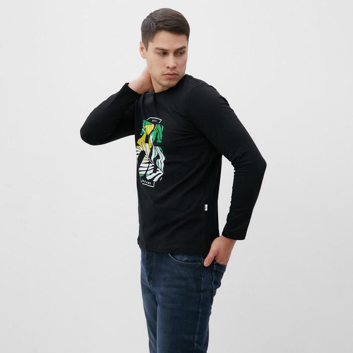 Джемпер мужской, цвет черный, размер 52