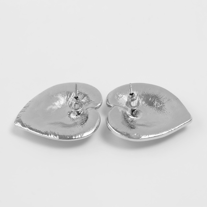 Серьги металл &laquo;Сердца&raquo; лист, цвет серебро