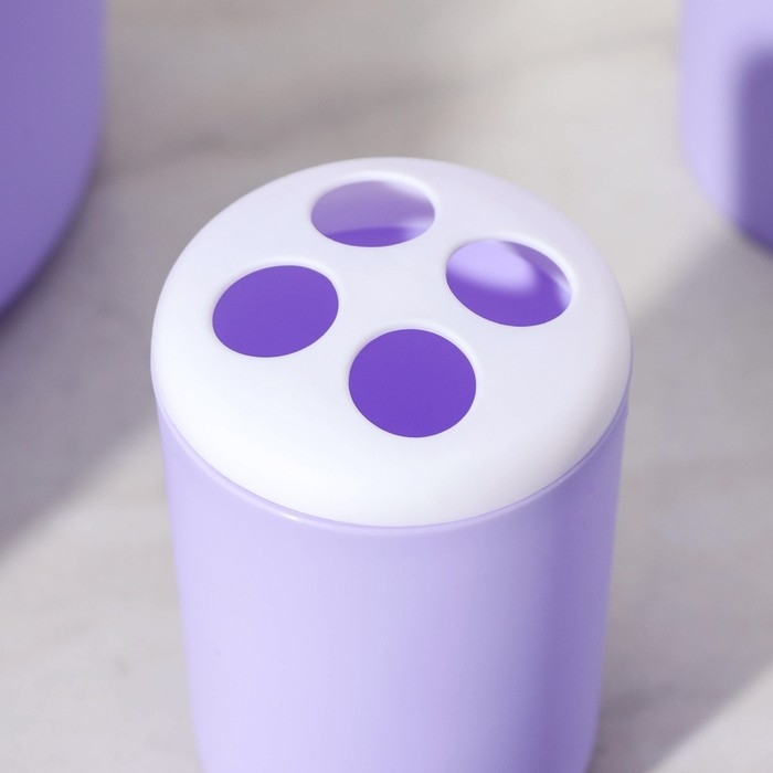 Набор аксессуаров для ванной комнаты &laquo;Лайт&raquo;, 6 предметов (мыльница, дозатор, 2 стакана, ёршик, ведро), цвет сирень