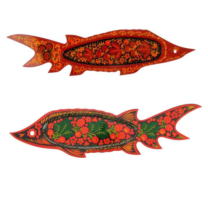 Селедочница &laquo;Осётр&raquo;, 58&times;17&times;0,5 см,  хохлома, микс