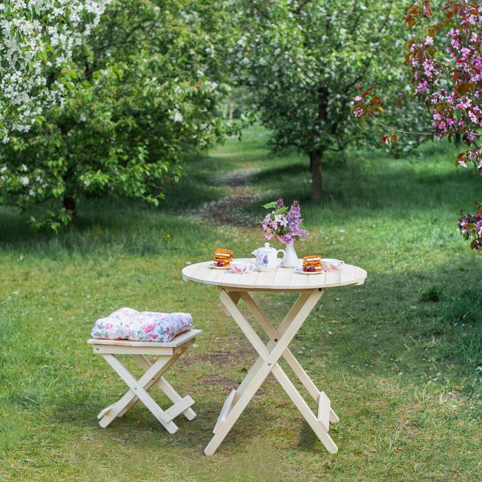 Стол складной, 80×80×75см, из липы, круглый Стол складной, 80×80×75см, из липы, круглый