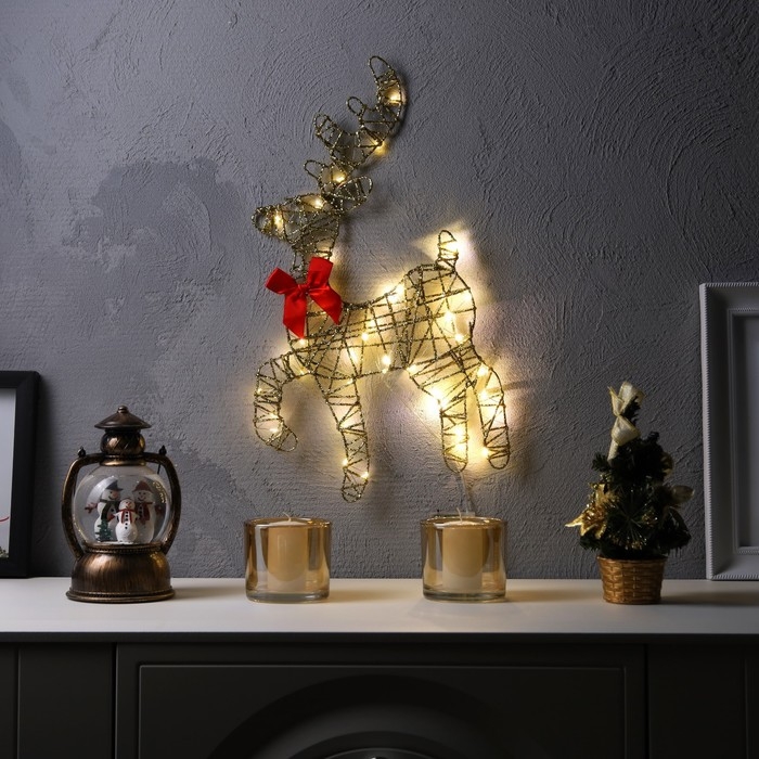 Светодиодная фигура &laquo;Олень&raquo; 28 &times; 47.5 см, металл, батарейки ААх2 (не в комплекте), свечение тёплое белое