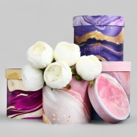 Набор шляпных коробок для цветов 4 в 1, упаковка подарочная, «Мрамор», 20 х 17,5 - 16 х 14 см Набор шляпных коробок для цветов 4 в 1, упаковка подарочная, «Мрамор», 20 х 17,5 - 16 х 14 см