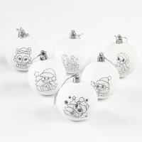 Ёлочные шары под раскраску на новый год &laquo;Новогодний сюрприз. Змея&raquo;, d = 5 ,5 см, 6 шт, новогодний набор для творчества