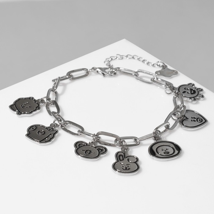 Браслет &laquo;Цепь с подвесками&raquo; мультяшки, цвет серебро