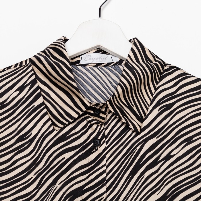 Блузка женская, цвет экрю, принт зебра, размер 52