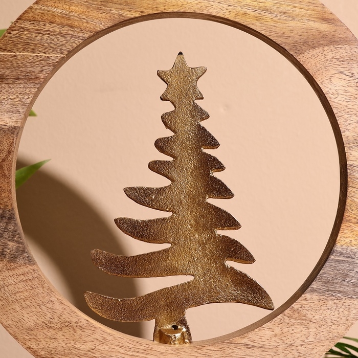 Сувенир интерьерный в деревянном кольце "Ель" 30х8х33 см