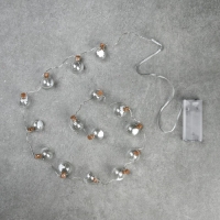 Гирлянда &laquo;Нить&raquo; 1.6 м с насадками &laquo;Шарики с ёлочкой&raquo;, IP20, серебристая нить, 15 LED, батарейки ААх2 (нет в комплекте), свечение белое