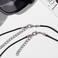 Кулоны на шнурке &laquo;Неразлучники&raquo; сердце с крыльями, цвет чёрный в серебре, 45 см