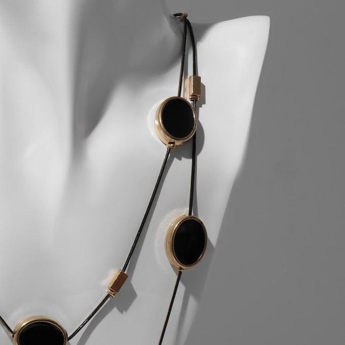 Бусы 2 яруса &laquo;Овалы&raquo; цвет чёрный в золоте, 54 см