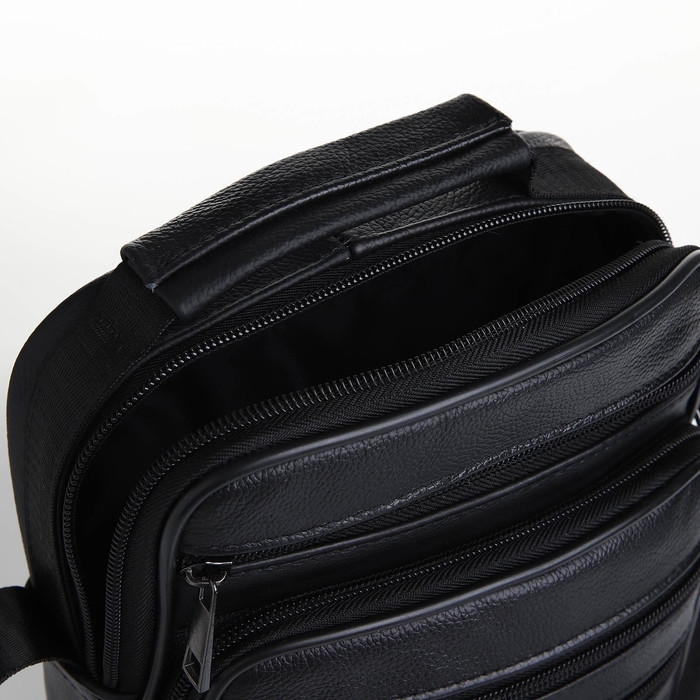 Сумка мужская на молниях, длинный ремень, цвет чёрный Сумка мужская на молниях, длинный ремень, цвет чёрный