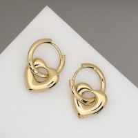 Серьги металл &laquo;Сердца&raquo; ритм, цвет золото