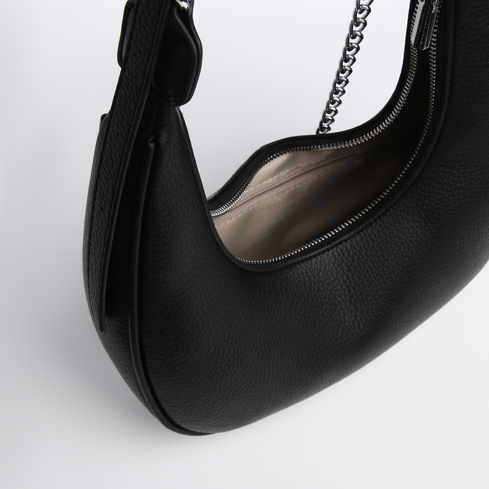 Сумка женская хобо на молнии TEXTURA, средний размер, цвет чёрный