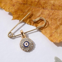 Булавка-оберег &laquo;Медальон&raquo; глаз, 3 см, цвет бело-синий в золоте