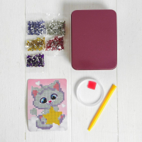 Алмазная вышивка на шкатулке &laquo;Котёнок со звездой&raquo;, 8,5 х 11 см. Набор для творчества