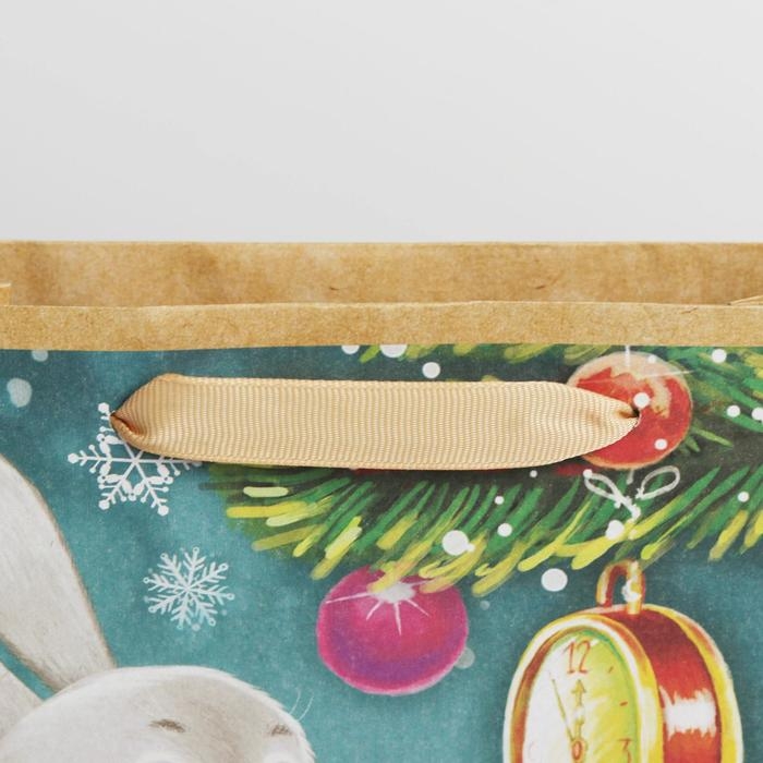 Пакет подарочный новогодний крафтовый вертикальный «С Новым годом!», ML 23 х 27 х 8 см, Новый год Пакет подарочный новогодний крафтовый вертикальный «С Новым годом!», ML 23 х 27 х 8 см, Новый год