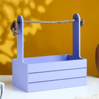 Кашпо деревянное 25.5&times;15&times;30 см "Аром", ручка канат, лаванда