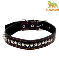 Ошейник кожаный на синтепоне "Ёж", 69 х 3.6 см, ОШ 45-60 см, чёрный Ошейник кожаный на синтепоне "Ёж", 69 х 3.6 см, ОШ 45-60 см, чёрный