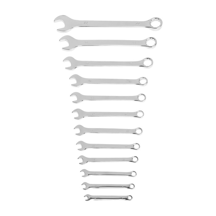 Набор ключей комбинированных в холдере ТУНДРА, CrV, зеркальные, 6 - 22 мм, 12 шт.