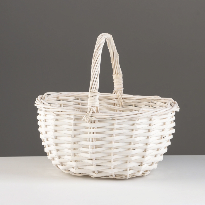 Корзина плетеная, 23х19х12/23 см, белый, ива Корзина плетеная, 23х19х12/23 см, белый, ива
