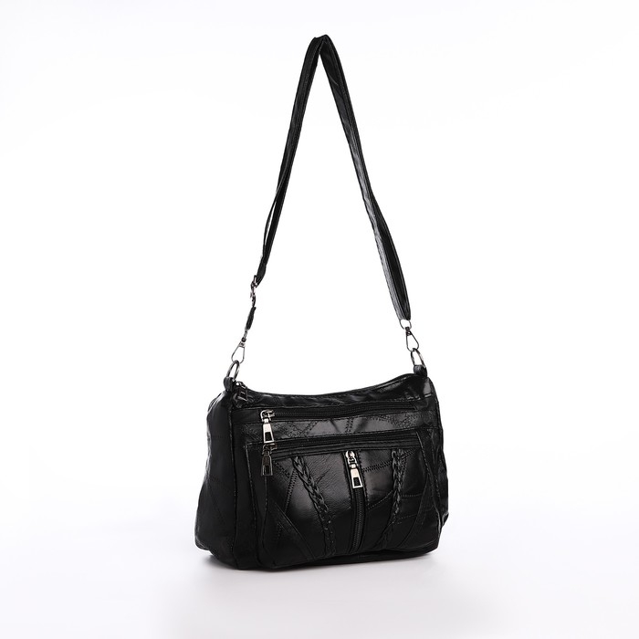 Сумка женская на одно плечо, на молнии, цвет чёрный Сумка женская на одно плечо, на молнии, цвет чёрный