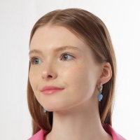 Серьги со съёмным элементом &laquo;Трансформер&raquo; крестик, цвет бело-голубой в серебре