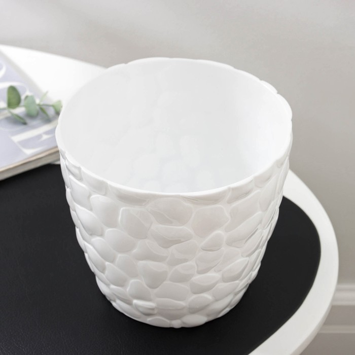 Горшок с поддоном &laquo;Камни&raquo;, 2,6 л, цвет белый