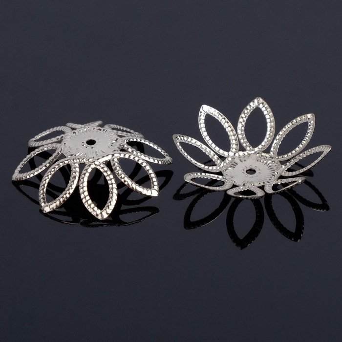 Шапочки для бусин (набор 10 шт.) СМ-075, 2×24 мм, цвет серебро Шапочки для бусин (набор 10 шт.) СМ-075, 2×24 мм, цвет серебро