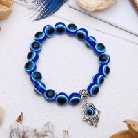 Браслет-оберег &laquo;Глазик&raquo; рука, цвет синий, d=7,5 см