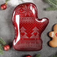 Блюдо сервировочное &laquo;Рукавица Санты&raquo;, 23 см, цвет красный