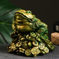 Копилка "Жаба на деньгах" зеленая с позолотой, 15х15х15см Копилка "Жаба на деньгах" зеленая с позолотой, 15х15х15см