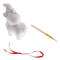 Новый год! Ёлочное украшение под раскраску «Единорог в колпачке» с подвесом, кисть Новый год! Ёлочное украшение под раскраску «Единорог в колпачке» с подвесом, кисть