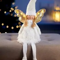 Фигура текстиль &laquo;Кукла в белом&raquo; 70 см, 6 LED, AG10x3 (в компл.), Т/БЕЛЫЙ