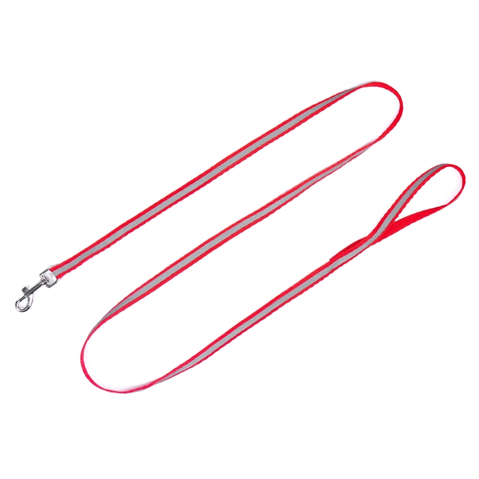 Комплект со светоотражающей лентой, ошейник 120 х 1 см, ОГ 26-40 см, красный