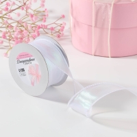 Лента капроновая &laquo;Волна&raquo;, с радужным переливом, 38 мм, 9,1 &plusmn; 0,5 м, цвет белый