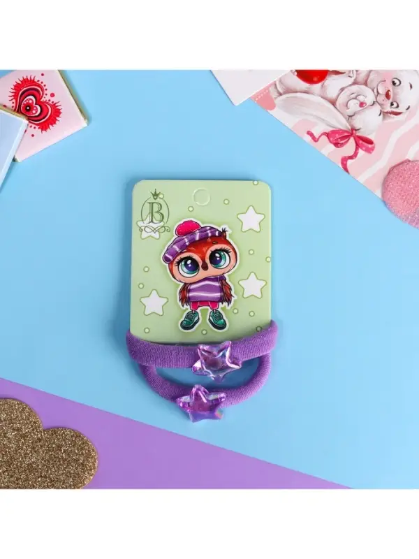 Резинка для волос &laquo;Мелодия&raquo;, набор 2 шт., звезда, 3.5 см, сиреневая