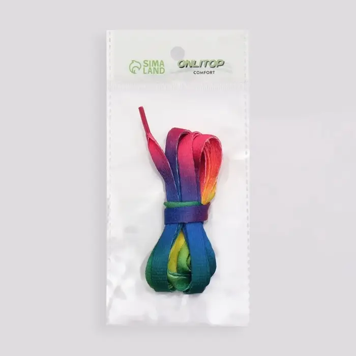 Шнурки для обуви, пара, плоские, 8 мм, 90 см, разноцветные