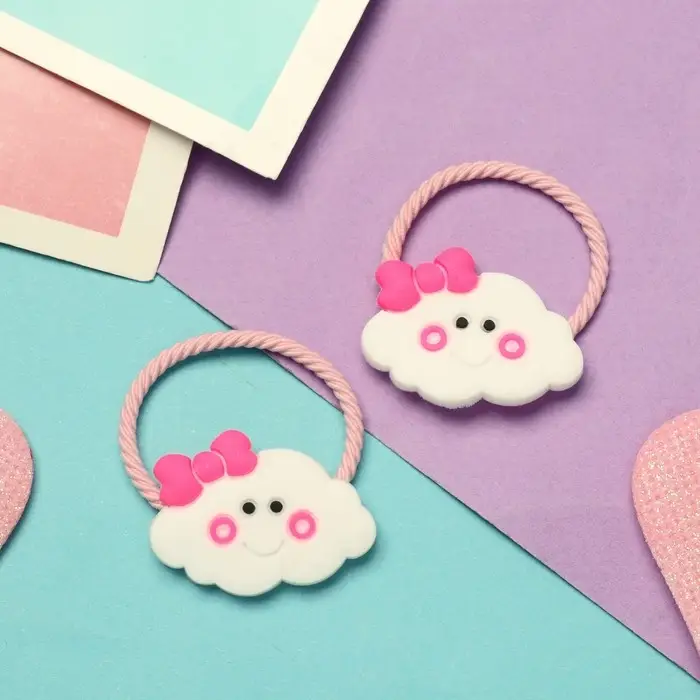 Резинка для волос "Крошка" (набор 2 шт) облачко,3 см, розовый