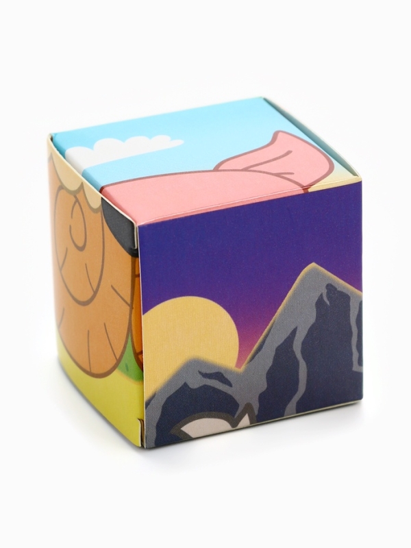 Книжка с кубиками "Зверята на ферме", 15х15 см, 10 стр., + 9 кубиков, Синий трактор